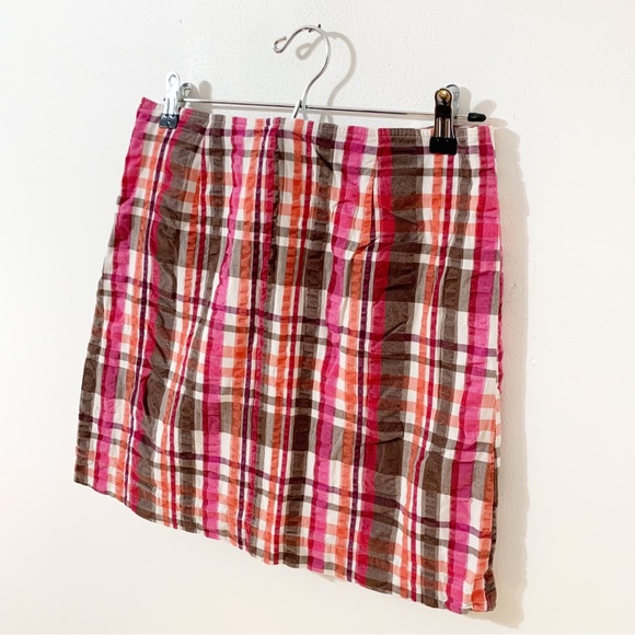 Bass 100% Cotton Preppy Madras Plaid Fully Lined Mini Skirt Summer Seersucker - Picture 5 of 10